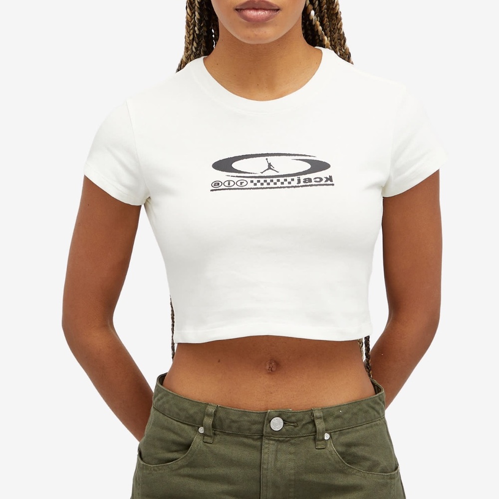 NWT Air Jordan x Travis Scott Slim T-Shirt 'Sail' Womens Crop Top
